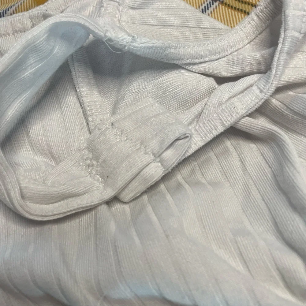 No Comment Girls 16 XXL White and Yellow Plaid Jumpsuit Hemmed Straps PRELOVED